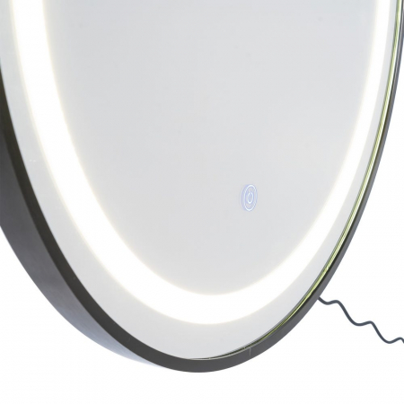Oglindă rotundă cu lumină LED și ramă neagră din aluminiu [5]