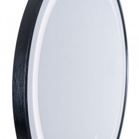 Oglindă rotundă cu lumină LED și ramă neagră din aluminiu [3]