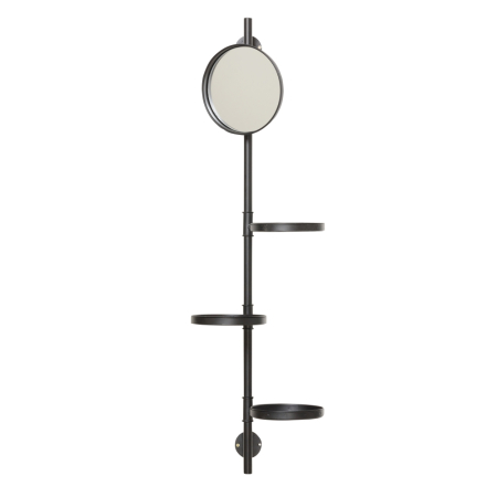 Oglinzi - Oglindă rotundă cu rafturi multiple din metal negru
