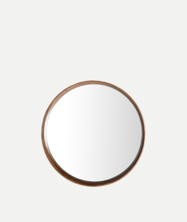 Oglinzi - Oglinda rotunda cu rama din lemn maro Lubeca 80 cm