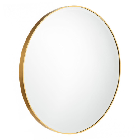 Mobilier - Oglindă rotundă cu ramă subțire din aluminiu auriu de 120 cm pe fundal alb