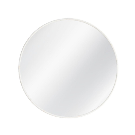 Oglinzi in Stil Mediteranean - Oglindă rotundă de perete cu ramă din metal alb nisipat cu aspect de var vechi pe un perete