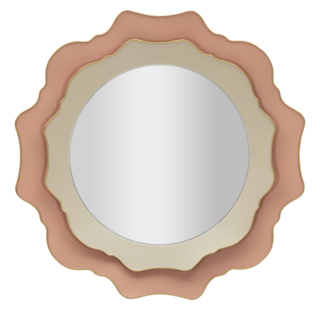 Mobilier - Oglindă rotundă de perete profil sculptat crem și roz