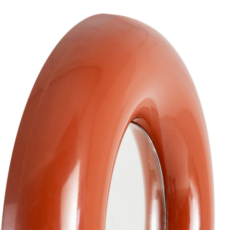 Oglindă rotundă din metal culoare teracota pentru perete – imagine principală cu ramă lucioasă [3]