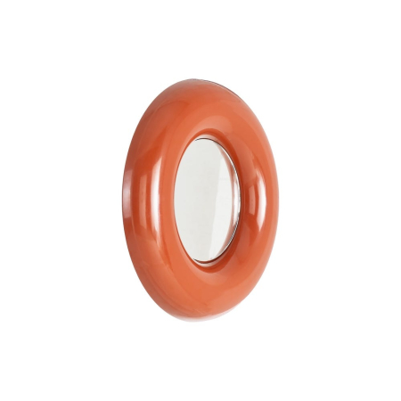 Oglindă rotundă din metal culoare teracota pentru perete – imagine principală cu ramă lucioasă [1]
