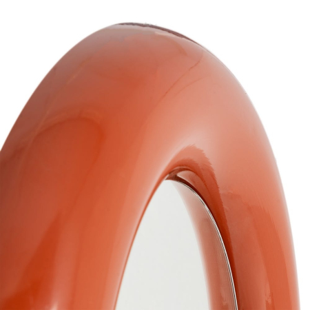 Oglindă rotundă din metal culoare teracota pentru perete – imagine principală cu ramă lucioasă și profil rotunjit [3]