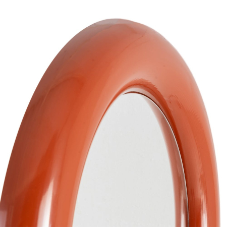 Oglindă rotundă din metal culoare teracota pentru perete – imagine principală cu ramă lată sculpturală [3]