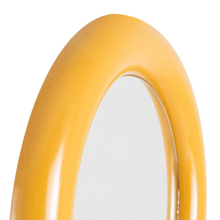 Oglindă rotundă din metal muștar pentru perete – imagine principală cu ramă lată sculpturală [3]