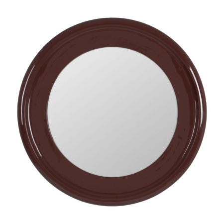 Oglinzi - Oglindă rotundă grena lăcuită din MDF cu ramă voluminoasă – vedere frontală, ramă groasă lucioasă.