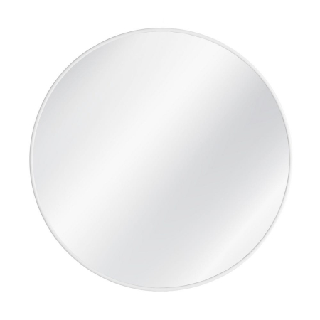 Mobilier - Oglindă rotundă mare cu ramă din metal alb mat pentru deasupra canapelei într-un living