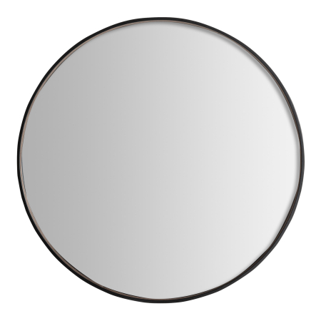 Stil de design - Oglinda rotundă mare de perete cu ramă subțire din metal negru design modern într-un decor contemporan