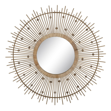 Mobilier - Oglindă rotundă mare din bambus natural cu raze tip soare 90x90 cm