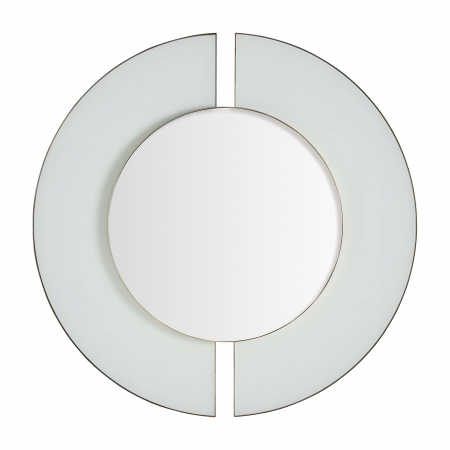 Oglinzi - Oglinda rotunda Art Deco alba si aurie|Oglinzi decorative luxoase