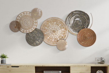 Decorațiune Perete Boho Chic cu Discuri Metalice CreativDeco - Efect Vizual Impresionant [4]