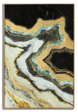 Decoratiuni metalice - Tablou Abstract Sticla CreativDeco - Design Modern cu Accente Aurii