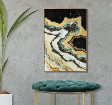 Tablou Abstract Sticla CreativDeco - Design Modern cu Accente Aurii [5]