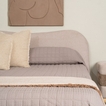 Pat matrimonial bej tapițat din stofă [7]