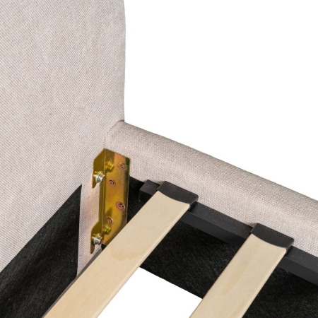 Pat matrimonial bej tapițat din stofă [3]