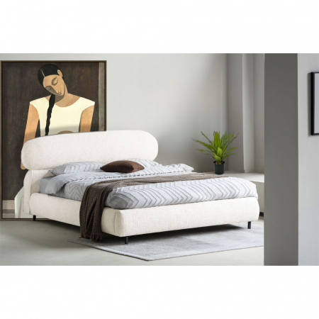 Pat tapițat crem cu tablie rotunjită – model Serenite [1]