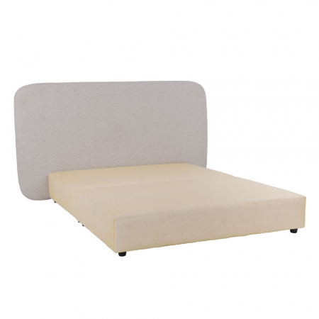 Pat dublu tapițat crem cu tăblie ovală – design luminos și modern [4]