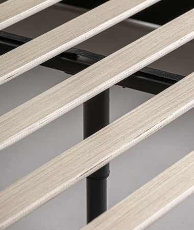 Pat tapițat poliester bej și lemn de pin [7]