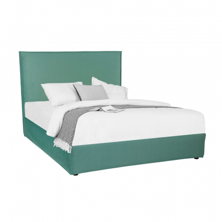 Paturi - Pat Loca fără ladă verde mentă – pat modern cu tăblie tapițată