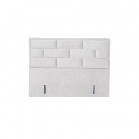 Pat tapitat Brick crem deschis cu spațiu depozitare și tablie geometrică - vedere laterală în dormitor modern [4]
