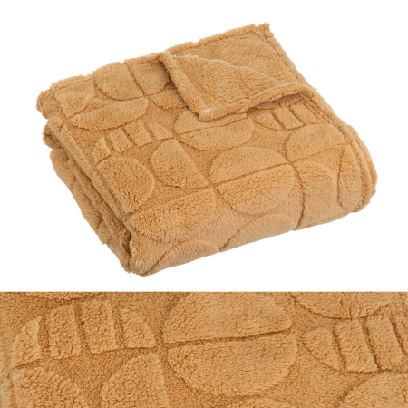Cuverturi, pături si pleduri - Patura sherpa bej cu model jacquard