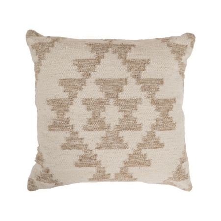 Perne Decorative - Pernă decorativă alb natural din lână și bumbac cu model geometric 45x45 cm