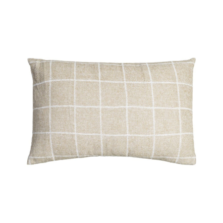 Perne Decorative - Pernă decorativă bej in carouri 50 x 70 cm din bumbac si poliester