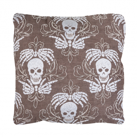 Textile - Perna decorativa in gri cranii stil kitsch|Perne indraznete