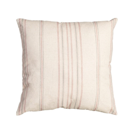 Textile - Perna decorativa patrata crem cu roz si gri din bumbac si in 60 x 60 cm