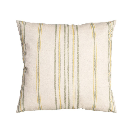 Textile - Perna decorativa patrata crem cu verde si galben din bumbac si in 60 x 60 cm