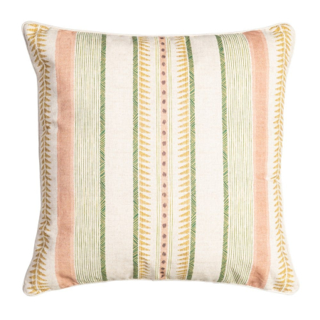 Perne Decorative - Pernă decorativă pătrată mare crem cu dungi multicolore