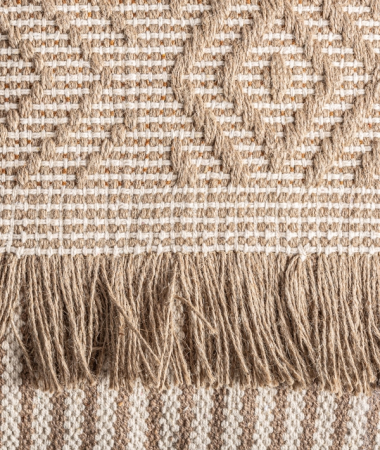 Pernă decorativă iută bej cu detalii maro 44x44 cm [3]
