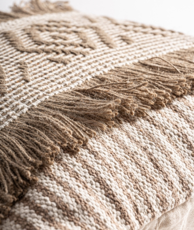 Pernă decorativă iută bej cu detalii maro 44x44 cm [2]