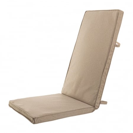 Accesorii Exterior - Perna de scaun bej cu spătar înalt – 123x48x4 cm, rezistentă la umezeală, stil natural