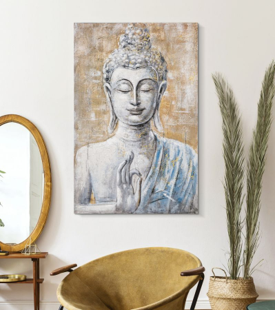 Pictura Buddha Meditatie Bej Auriu CreativDeco [4]