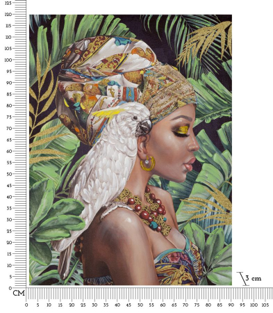 Pictura Canvas Femeie Africana Papagal Alb CreativDeco [5]