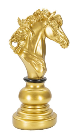 Statuete si Sculpturi - Cal sah auriu-negru decorativ - CreativDeco.ro
