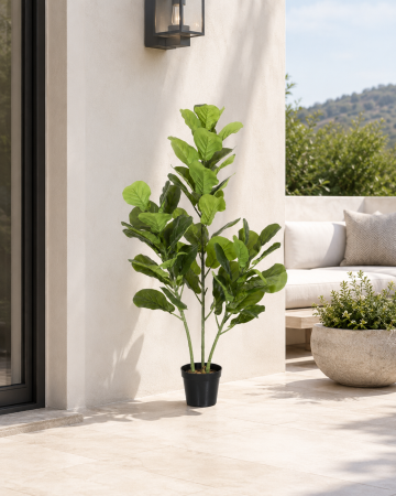 Plante si flori artificiale - Plantă artificială Ficus pentru exterior cu frunze ovale