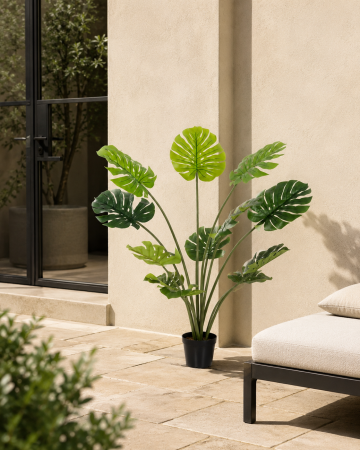 Plante si flori artificiale - Plantă artificială Monstera pentru exterior cu frunze mari decupate