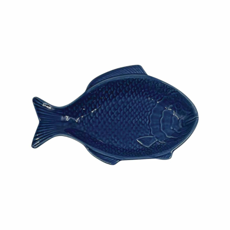 Servirea mesei - Platou decorativ în formă de pește albastru din faianță 24 x 16 x 3 cm