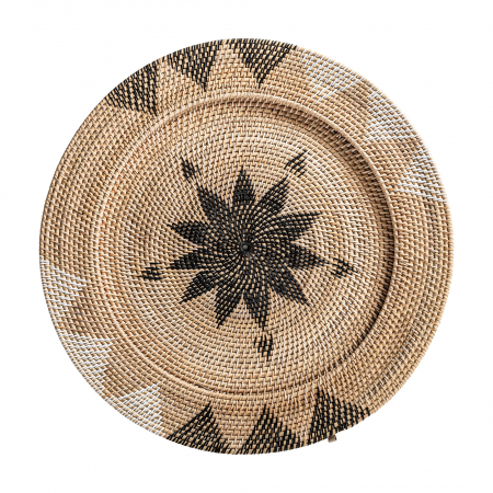 Decoratiuni perete din lemn - Platou decorativ ratan boho|Decoratiuni perete naturale