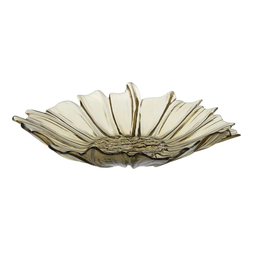 Platou Fructe Flower M Sticla Verde - CreativDeco.ro