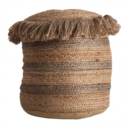 Taburete si pufuri - Puf vintage iuta maro rotund|Pufuri autentice