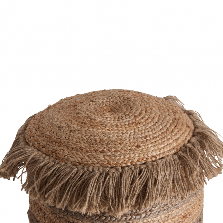 Puf vintage iuta maro rotund|Pufuri autentice [1]