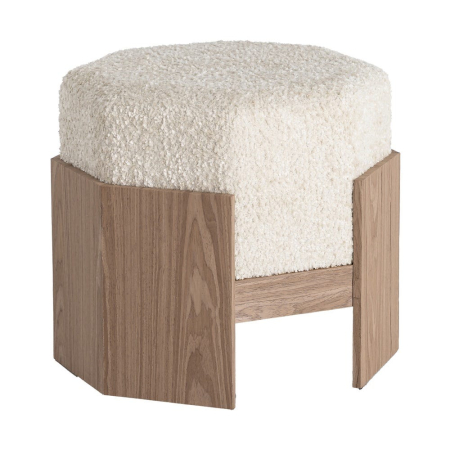 Stil de design - Puf din stofă crem cu structură din MDF