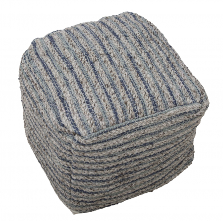 Puf decorativ lana accente albastre stil etnic CreativDeco [2]