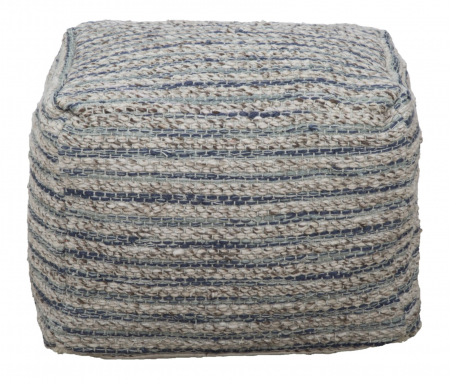 Puf decorativ lana accente albastre stil etnic CreativDeco [1]